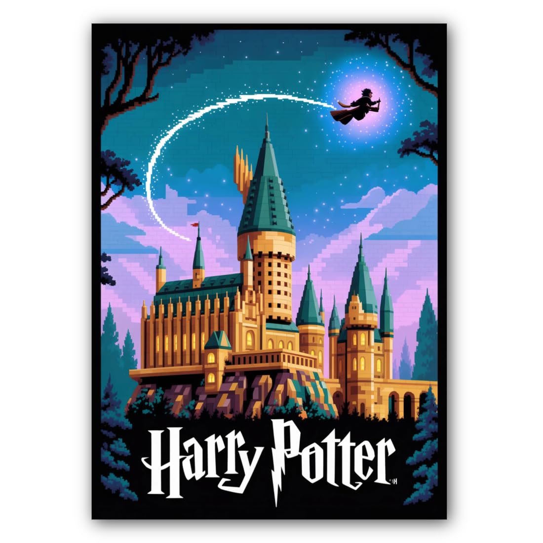 Nostalgic Building Block Wizarding World Art Poster