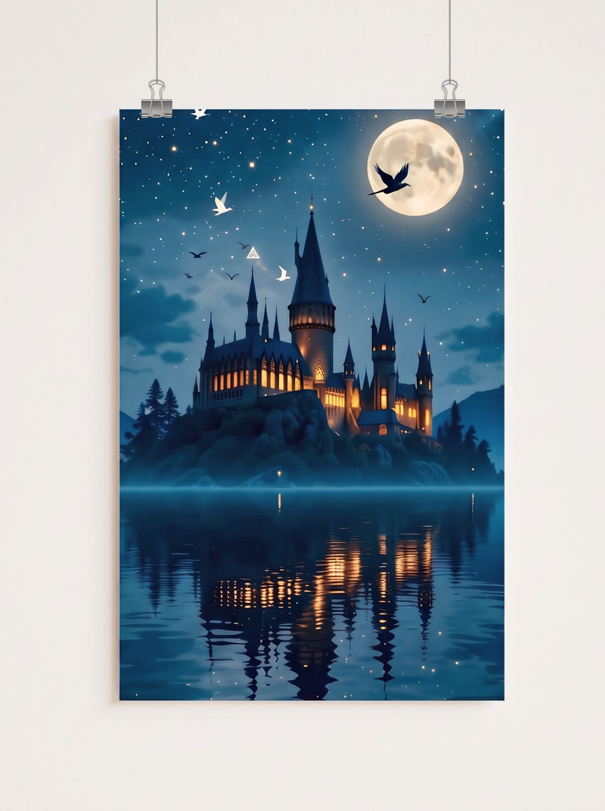 Hogwarts Castle at Night Poster